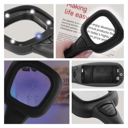 LED Suurennuslasi 2,5xZOOM taustavalolla ja UV-valoa LED/UV/2xAAA