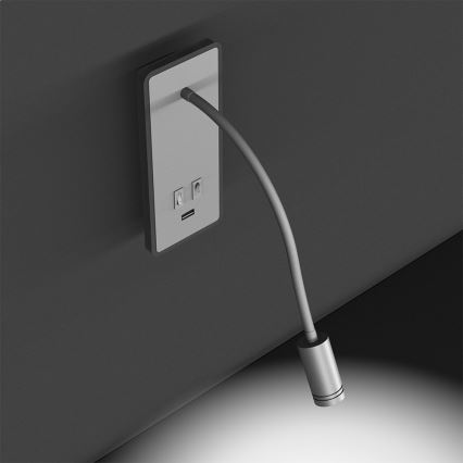 LED-taipuisa seinävalaisin USB-BASE LED/8W+LED/2W/230V valkoinen