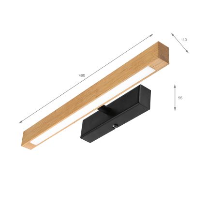 LED-tauluvalaisin VERDE LED/5,5W/230V 3000K 46 cm tammi/musta