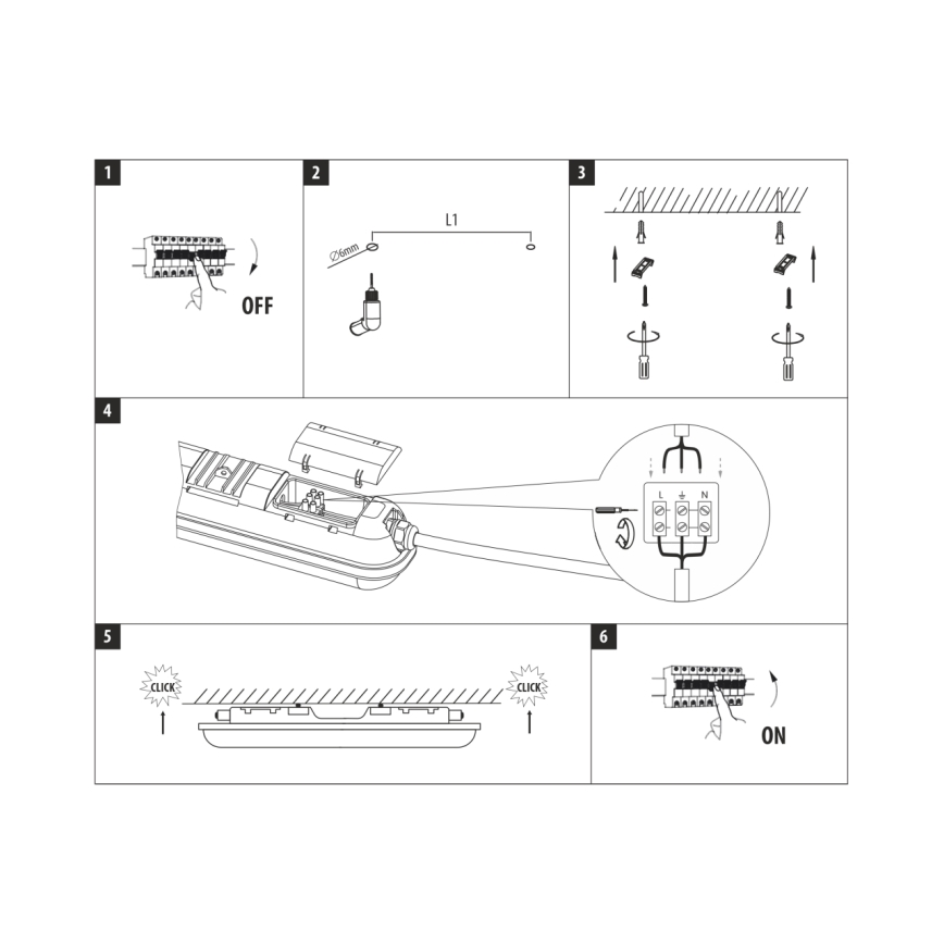 LED-tekninen loisteputkivalaisin LED/36W/230V 4200K 120 cm IP65