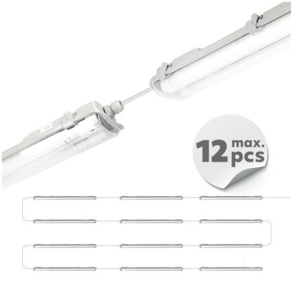 LED-tekninen loisteputkivalaisin T8, 2x G13, 18W, 230V, 6500K, IP65, 127 cm