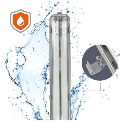 LED-tekninen loisteputkivalaisin T8, 2x G13, 18W, 230V, 6500K, IP65, 127 cm