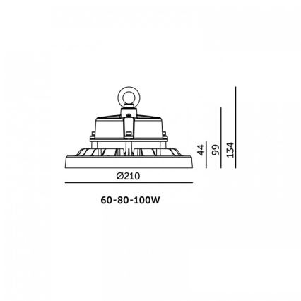 LED-teollisuuskattovalaisin RIO PRO HIGHBAY LED/60/80/100W/230V 4000/5000/6000K IP66