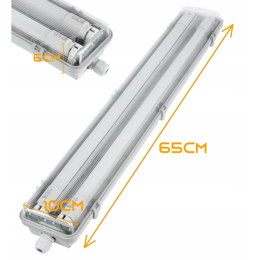 LED-teollisuusloisteputkivalaisin T8 2xG13/10W/230V 6000K 60 cm IP65 valkoinen