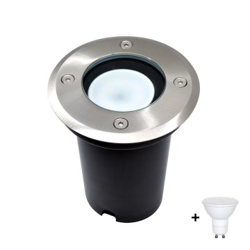 LED -ulko ajotien valo 1xGU10/6W/230V IP67 matta kromi