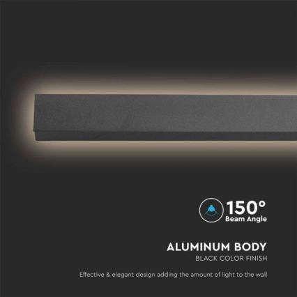 LED-ulko-seinävalaisin LED/23W/230V 3000K IP65 141 cm musta