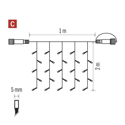 LED Ulkoinen jouluketju 100xLED/1x2m IP44 lämmin valkoinen