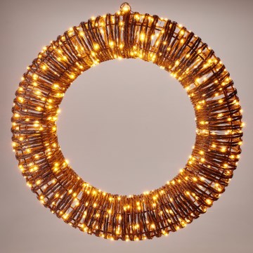LED ulkoinen joulukoriste 500xLED/6W/230V Ø 50 cm IP44 lämmin valkoinen kranssi/ruskea
