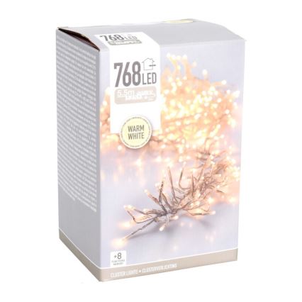LED ulkoiset jouluvalot 768xLED/230V/8 toimintoa 8,5 m IP44 lämmin valkoinen