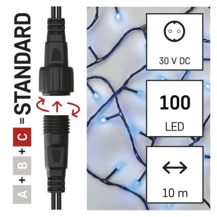 LED-ulkojouluketju 100xLED/10m IP44 sininen