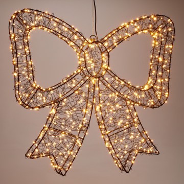 LED-ulkojoulukoriste 720xLED/6W/230V 46 cm IP44 lämmin valkoinen rusetti/musta