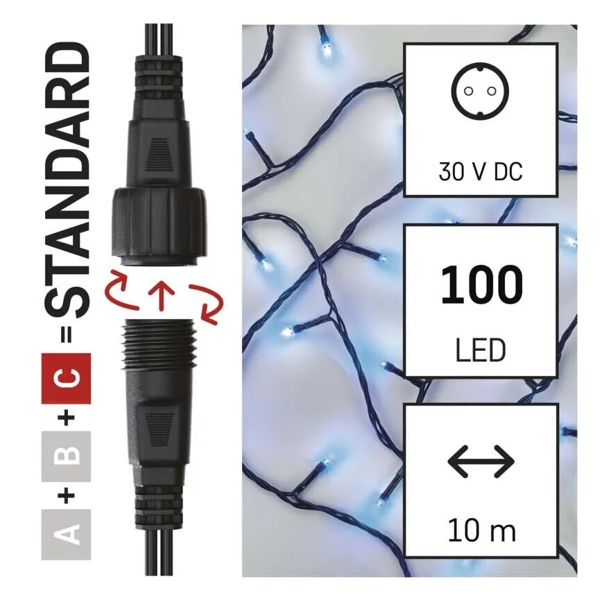 LED ulkojouluvaloketju 100xLED/10m IP44 sininen