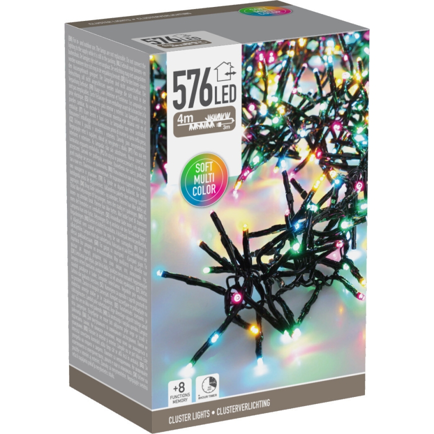 LED-ulkojouluvaloketju 576xLED/230V/8 toimintoa 7,2 m IP44 monivärinen