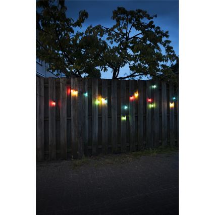 LED-ulkojouluvaloketju CONE FILAMENT 20xE10 19m monivärinen/lämmin valkoinen IP44, Valmistettu Tšekissä