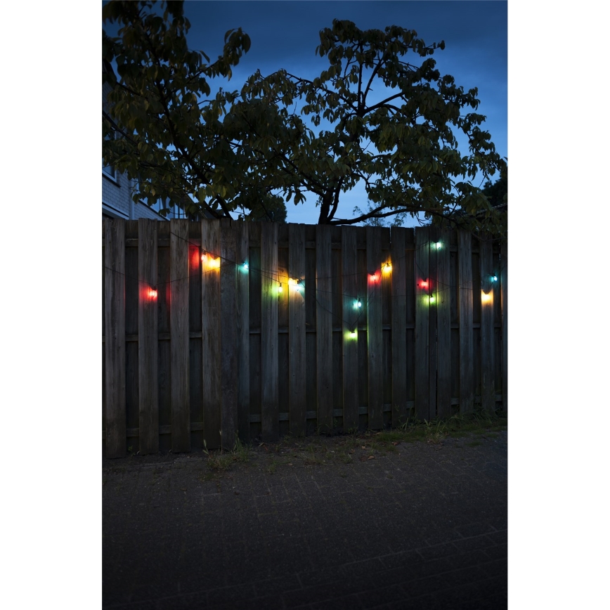 LED-ulkojouluvaloketju CONE FILAMENT 20xE10 19m monivärinen/lämmin valkoinen IP44, Valmistettu Tšekissä