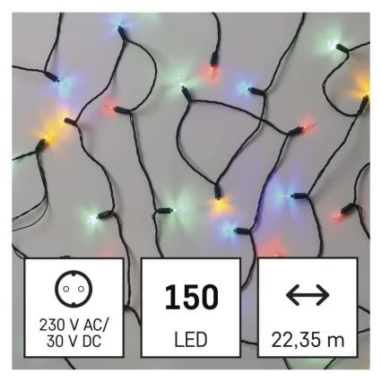 LED-ulkojouluvalosarja 150xLED/27,35m IP44 monivärinen