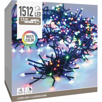 LED-ulkojouluvalosarja 1512xLED/230V/8 toimintoa 14 m IP44 monivärinen