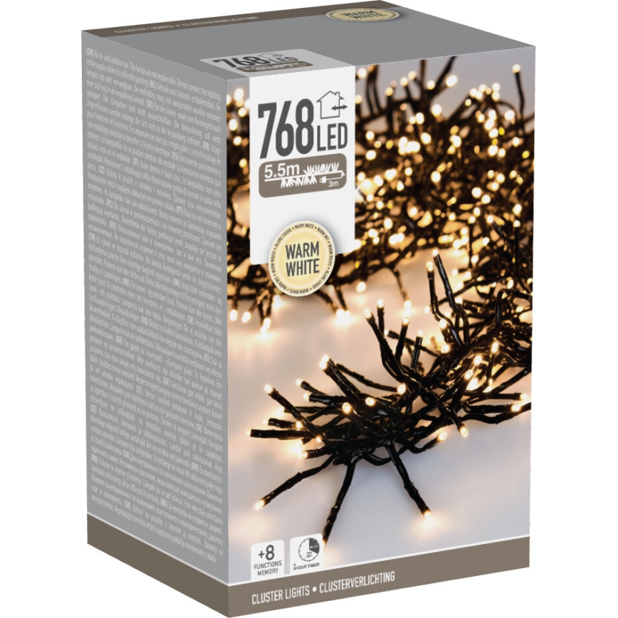 LED-ulkojouluvalosarja 768xLED/230V/8 toimintoa 8,5 m IP44 lämmin valkoinen
