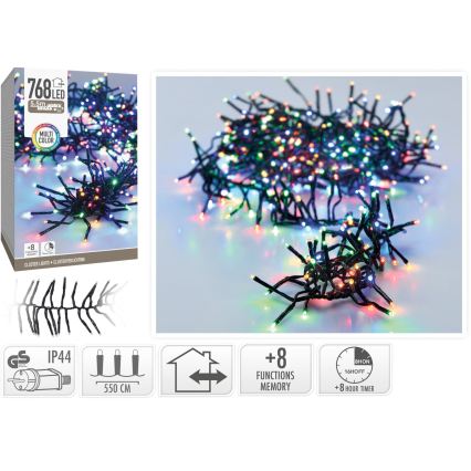 LED-ulkojouluvalosarja 768xLED/230V/8 toimintoa 8,5 m IP44 monivärinen