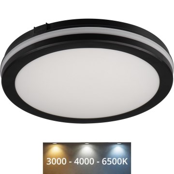 LED-ulkokattovalaisin BENO ECO LED/12W/230V 3000/4000/6500K halkaisija 20 cm IP65 musta