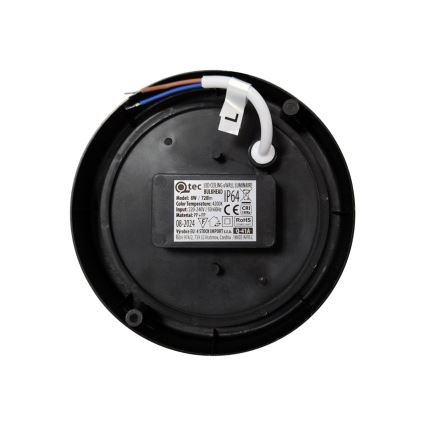 LED-ulkokattovalaisin LED/8W/230V 4200K halkaisija 14 cm IP64 musta