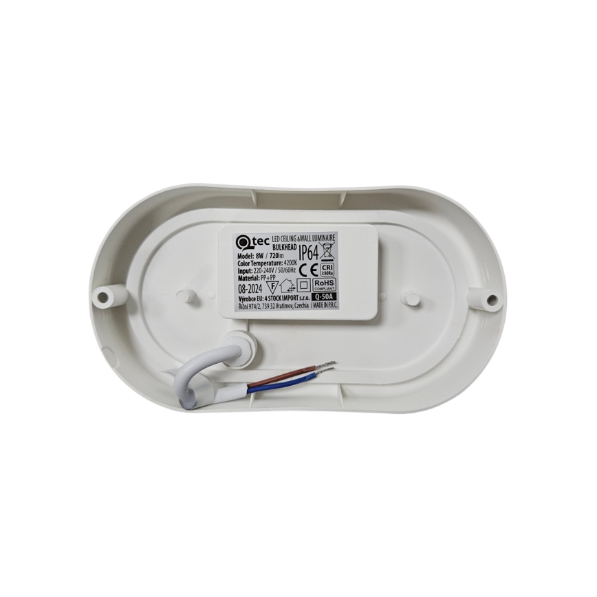 LED-ulkokattovalaisin LED/8W/230V 4200K IP64 valkoinen