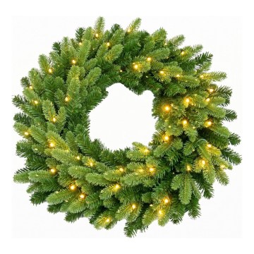LED-ulkokäyttöinen joulukranssi 50xLED/3xAA 8 toimintoa Ø 60 cm lämmin valkoinen