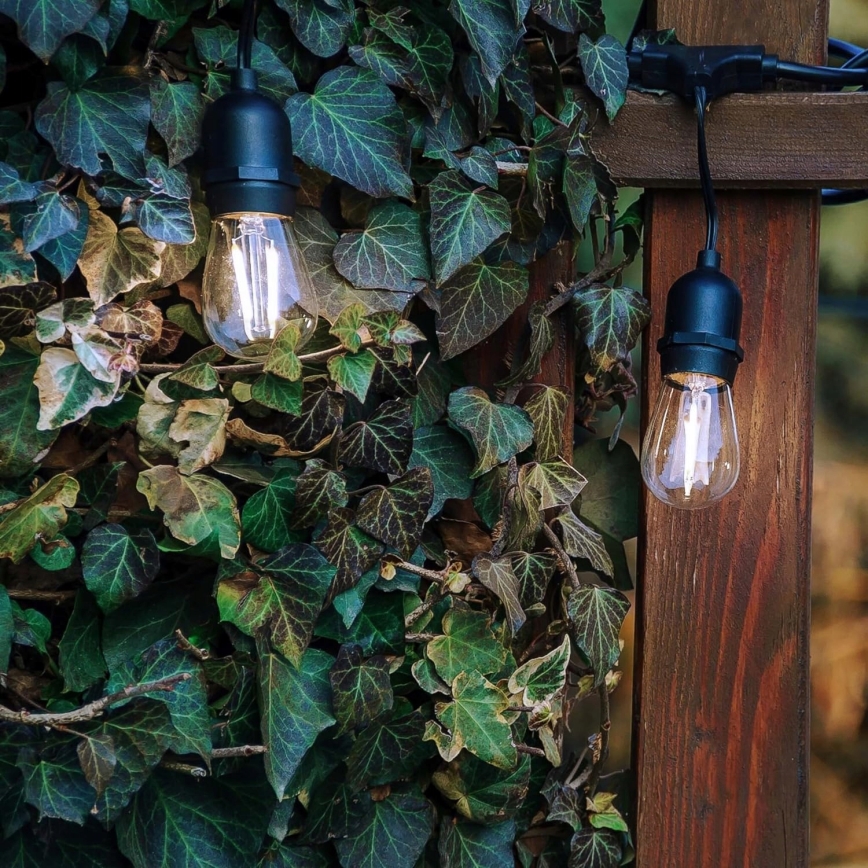 LED-ulkokäyttöinen koristevaloketju 5xE27/1W/230V 5,94 m IP44 musta