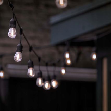 LED-ulkokäyttöinen koristevaloketju 5xE27/1W/230V 5,94 m IP44 musta