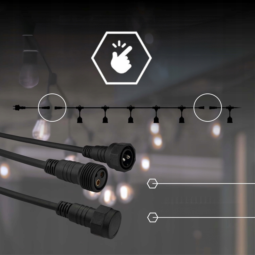 LED-ulkokäyttöinen koristevaloketju 5xE27/1W/230V 5,94 m IP44 musta