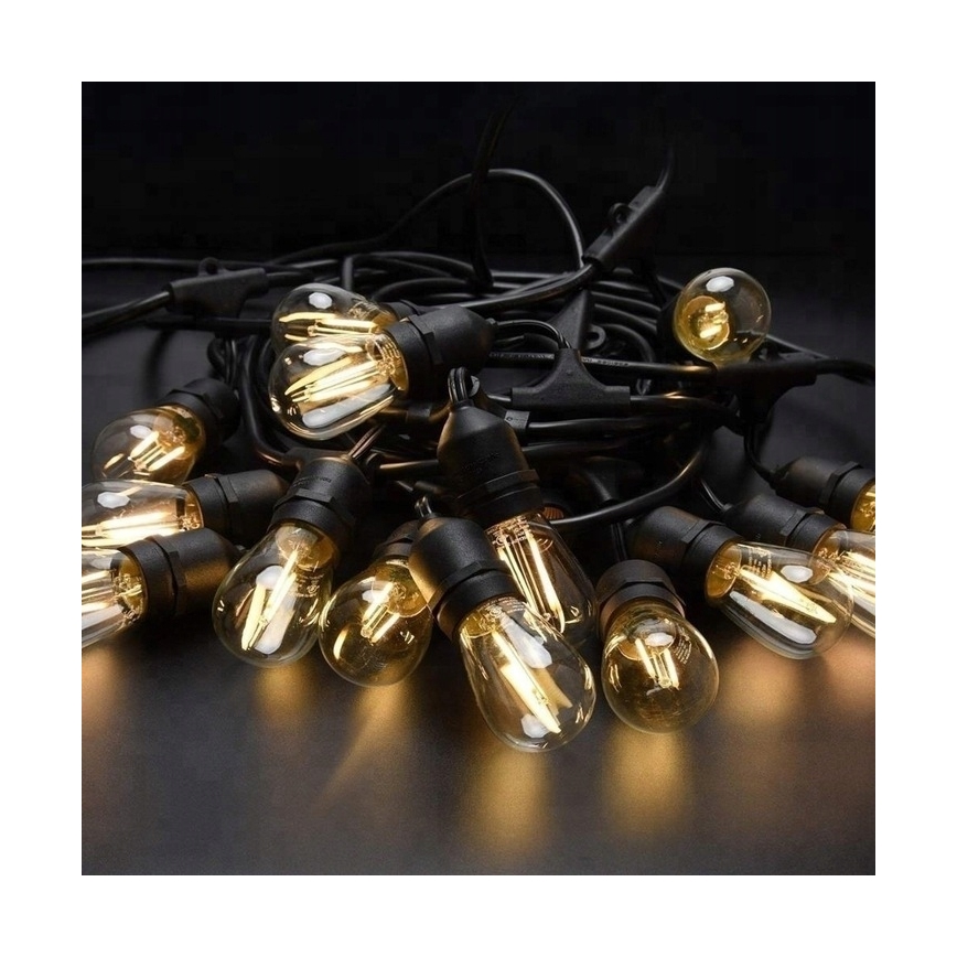 LED-ulkokäyttöinen koristevalosarja 20xE27/1W/230V 20,94 m IP44 musta