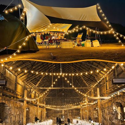 LED-ulkokäyttöinen koristevalosarja 25xE12/1W/230V 17,5 m IP65 musta