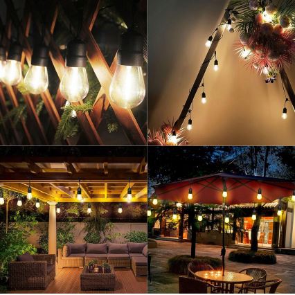 LED-ulkokäyttöinen koristevalosarja 30xE27/1W/230V 16,44 m IP44 musta