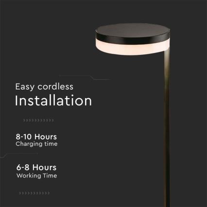 LED Ulkokäyttöön tarkoitettu aurinkokennovalo LED/2W/3,7V 3000K IP54 2000 mAh musta