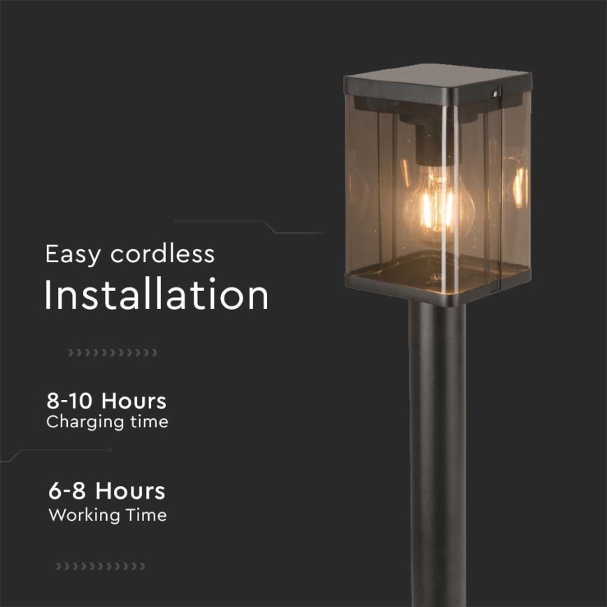 LED Ulkovalaisin aurinkokennolla ja sensorilla LED/2,5W/3,7V 3000K IP54 2000 mAh musta