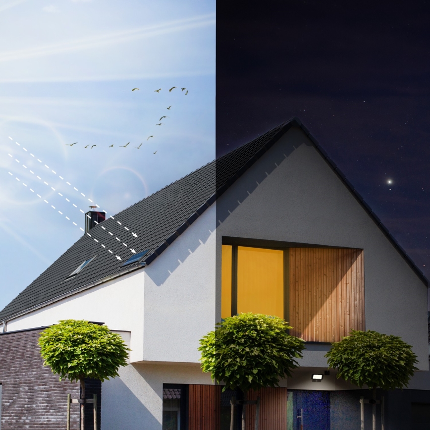 LED Ulkokäyttöön tarkoitettu aurinkokennovalo liiketunnistimella LED/20W/3,7V 6500K IP65 4400 mAh