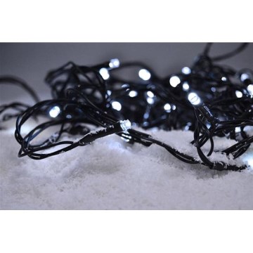 LED ulkokäyttöön joulukoristevaloketju 100xLED/8 toimintoa IP44 13m kylmä valkoinen