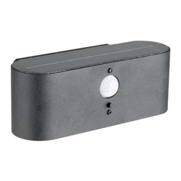 LED Ulkokäyttöön tarkoitettu aurinkokennoseinävalaisin anturilla LED/2,5W/3,7V 3000K IP54 2000 mAh