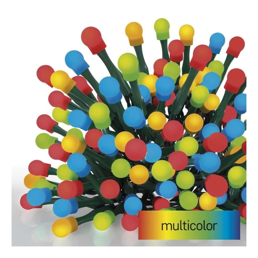 LED-ulkokäyttöön tarkoitettu jouluvaloketju, 80 LED/8 toimintoa, 13 m, monivärinen, IP44