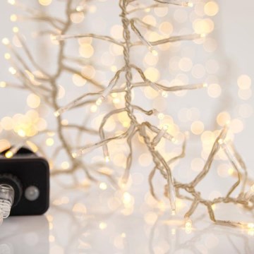 LED ulkokäyttöön tarkoitettu jouluvaloketju CLUSTER 768xLED/8 8 toimintoa 9 m IP44 lämmin valkoinen