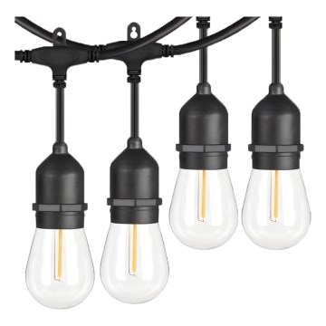 LED Ulkokäyttöön tarkoitettu koristevalosarja 10xE27/1W/230V 10 m IP65 musta