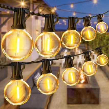 LED-ulkokäyttöön tarkoitettu koristevalosarja 20xE12/1W/230V 20 m IP65 musta