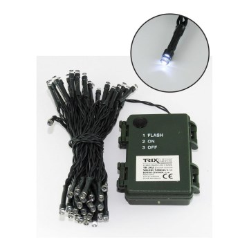 LED ulkoketju 100xLED/2 toimintoa/3xAA 10,8m IP44 kylmänvalkoinen