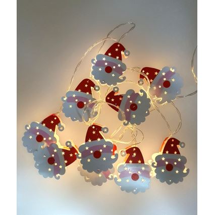 LED  ulkoketju 10xLED/2xAA 1,65 m IP44 lämmin valkoinen Santa