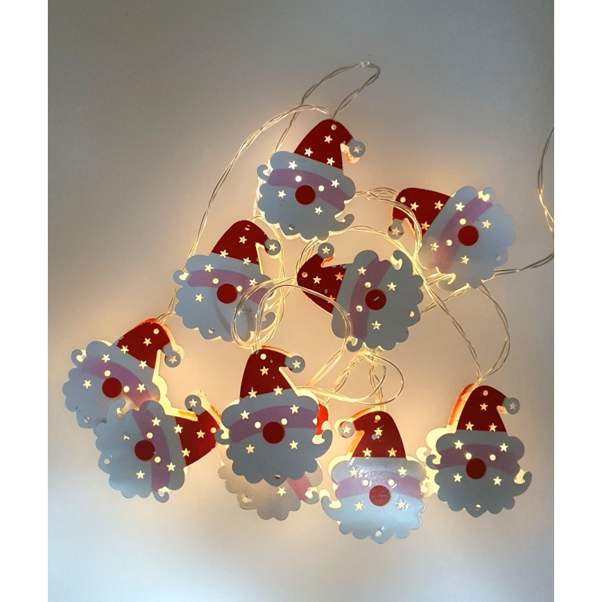 LED  ulkoketju 10xLED/2xAA 1,65 m IP44 lämmin valkoinen Santa