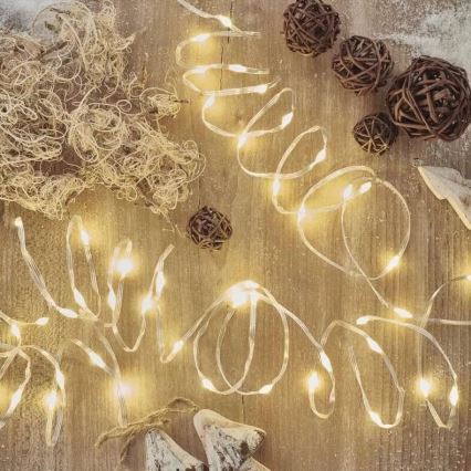 LED-ulkoketju 120xLED/17m IP44 lämmin valkoinen