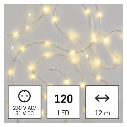 LED-ulkoketju 120xLED/17m IP44 lämmin valkoinen