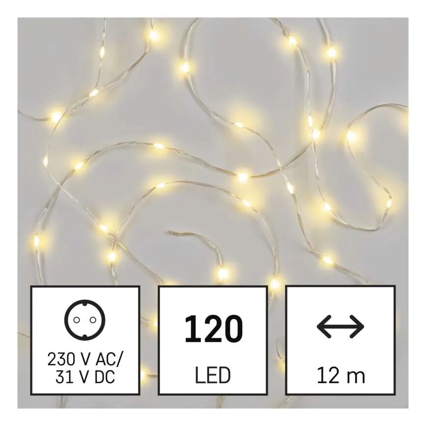 LED-ulkoketju 120xLED/17m IP44 lämmin valkoinen
