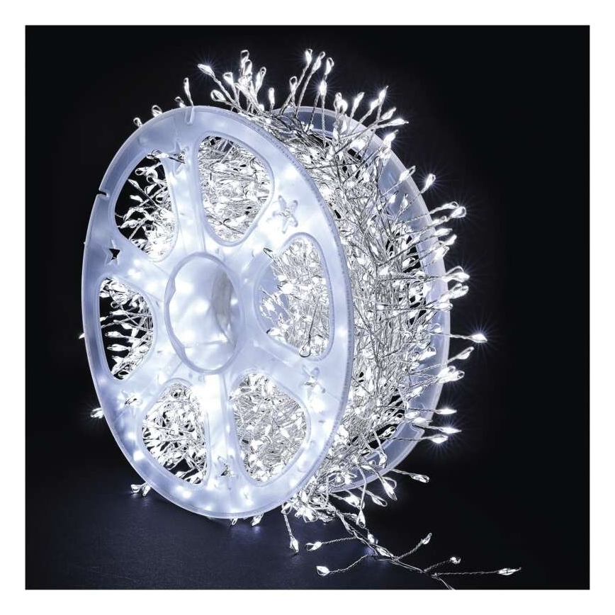 LED-ulkoketju 1920xLED/8 toimintoa 19,2 m IP44 kylmänvalkoinen