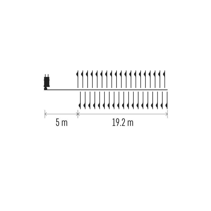 LED-ulkoketju 1920xLED/8 toimintoa 19,2 m IP44 kylmänvalkoinen